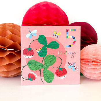 Strawberries 5th Birthday Card, 2 of 4