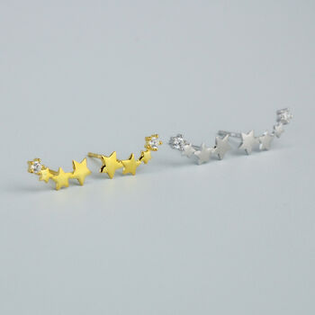 Sterling Silver Star Ear Climber Stud Earrings, 4 of 8