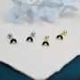 Sterling Silver Black Cz Marquise Leaf Duo Barbell Earrings, thumbnail 3 of 9