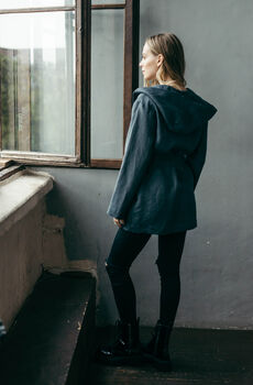 Women's Linen Summer Jacket With Hood, 6 of 13