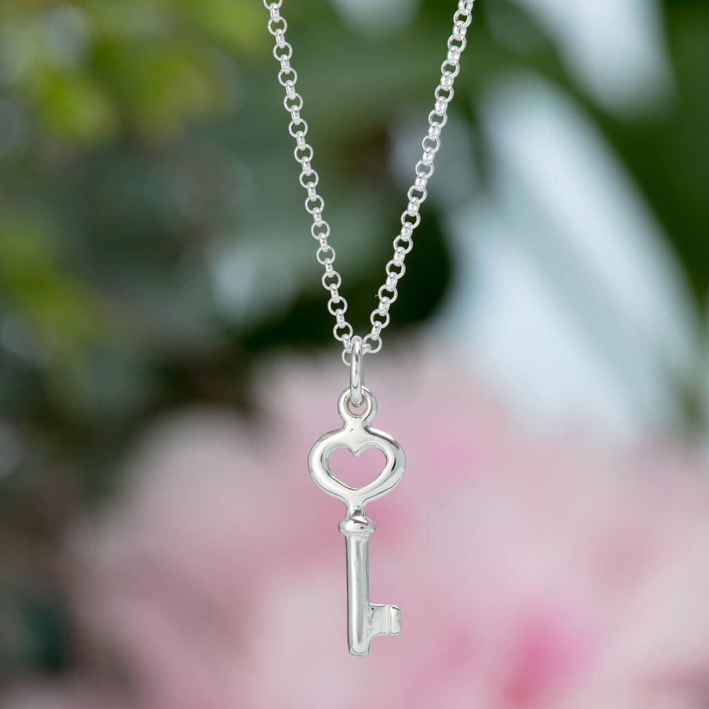 Sterling Silver Key Charm Necklace By Lily Charmed