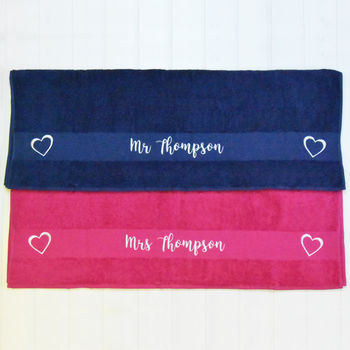 Personalised Embroidered Mr And Mrs Towels, 3 of 7
