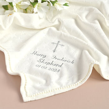 Personalised Ivory Blanket For Christening, 3 of 8