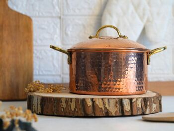 Hammered Solid Copper Cookware Set With Lid, Tin Lined Inside, 3 of 8