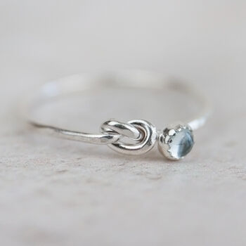 Sterling Silver Love Knot Ring With Birthstones, 5 of 9