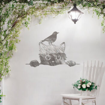 Charming Cat And Bird Wall Art Perfect Gift For Garden Decor Lovers, 6 of 10