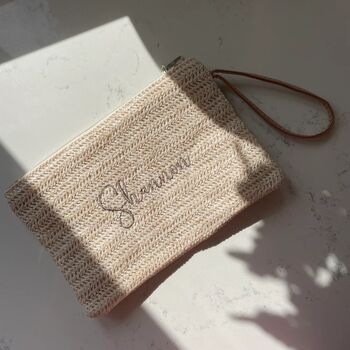 Personalised Custom Willow Straw Rope Handle Tote And Clutch Bag, 2 of 8