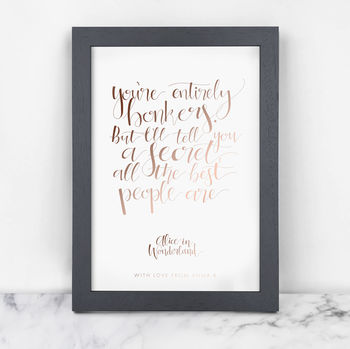 Foil Calligraphy 'Entirely Bonkers' Best Friend Print, 3 of 4