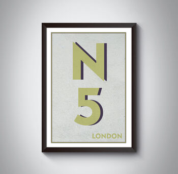 N5 Highbury London Typography Postcode Print, 5 of 9