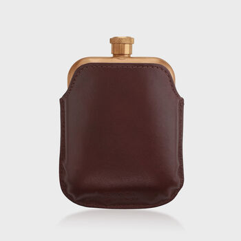 Copper Hip Flask With Vintage Leather Sleeve, 2 of 12