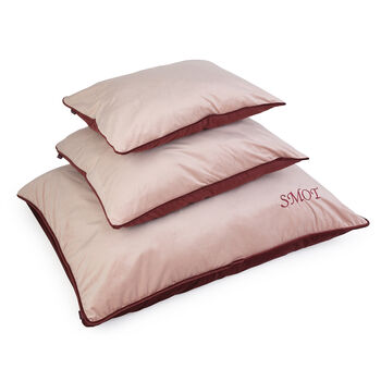 Personalised Pet Bed In Pink Velvet, 2 of 7