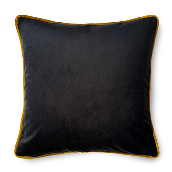 Luxury Velvet Cushion With Piping Autumn Graphite And Gold, 6 of 7