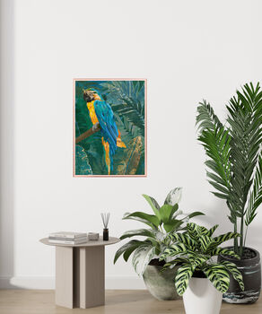 Framed Macaw Tropical Jungle Wall Art Print Copper, 7 of 8