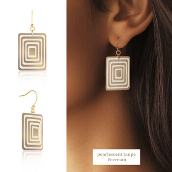 Layered Geometric Rectangle Earrings | Five Colours Available, 3 of 8