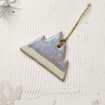Handmade Stoneware Mountain Ornament: Snowy Peak Christmas Decoration, 2 of 5