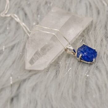 Raw Tanzanite Sterling Silver Pendant Necklace, 6 of 6