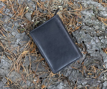 Women's Luxury Black Leather Tab Trifold Purse Rfid Protected Personsalised, 2 of 7