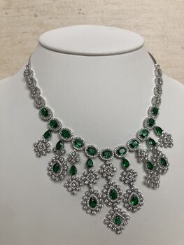 Emerald Green American Diamond Silver Set, 5 of 10