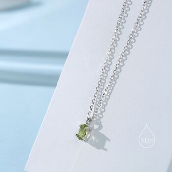 Tiny Genuine Peridot Oval Pendant Necklace, 2 of 12