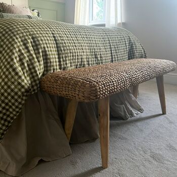 Wooden Hallway Bench With Wicker, 2 of 10