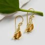 Gold Plated Sterling Silver Calla Lily Dangly Earrings, thumbnail 1 of 5