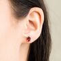 Garnet Oval Stud Earrings In Sterling Silver And Gold, thumbnail 2 of 11