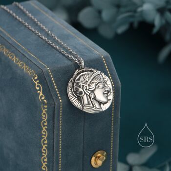 Sterling Silver Greek Coin Pendant Necklace, 3 of 12