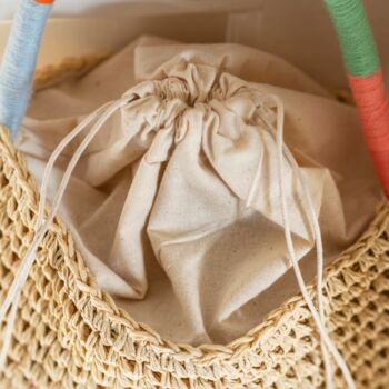 Embroidered Happy Woven Straw Bag, 4 of 5