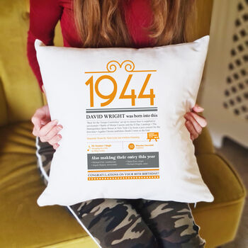 Personalised 80th Birthday Gift 1944 Cushion, 4 of 9