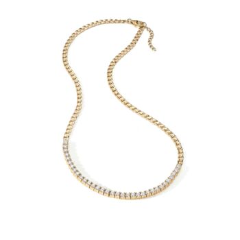 Sterling Silver Gold Plated Cz Tennis Curb Necklace, 2 of 7