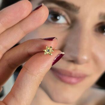 Aquamarine March Daffodil Gold Plated Stud Earrings, 2 of 5