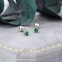 Emerald Green Cz Screw Back Earrings, thumbnail 2 of 12