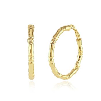 Gold Plated Oversized Bamboo Hoop Earrings, 3 of 5