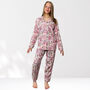 Pink And White Floral 100% Cotton Ladies Pyjamas, thumbnail 5 of 9