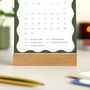 2026 Wavy Desk Calendar Cards With Wooden Stand, thumbnail 7 of 10