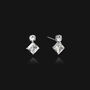Azura Rhinestone Stud Earrings Silver, thumbnail 2 of 3