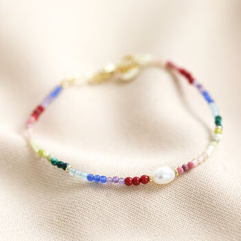Rainbow Semi Precious Beads And Pearl Bracelet, 4 of 4