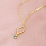 Gold Plated Rhombus Birthstone Charm Necklace, thumbnail 2 of 9