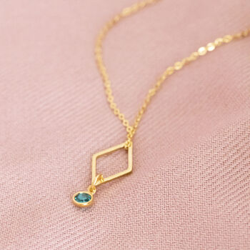 Gold Plated Rhombus Birthstone Charm Necklace, 2 of 9