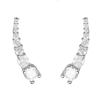 Graduated Ear Climber Pair Plated Silver, 6 of 8