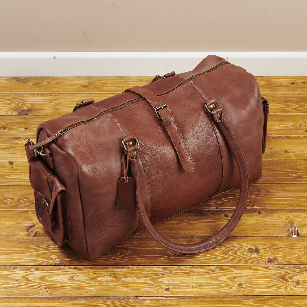 Personalised Leather Luggage Holdall Weekend Bag By Posh Totty Designs