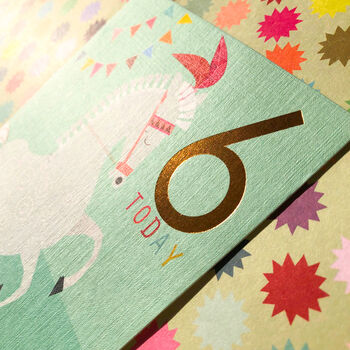 Copper Foiled Horse 6th Birthday Card, 4 of 5