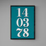 Personalised Custom Teal Special Date Wall Art, thumbnail 5 of 7