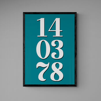 Personalised Custom Teal Special Date Wall Art, 5 of 7