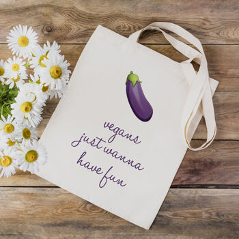 Funny Tote Bag: Vegans Just Want To Have Fun, 2 of 3