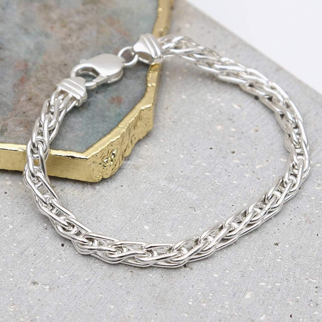 Men's Sterling Silver Wheat Design Link Bracelet By Hurleyburley Man ...
