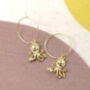 Gold Plated Hoop Earrings With Octopus Charms, thumbnail 2 of 2