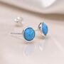 Sterling Silver Blue Opal Stud Earrings, thumbnail 3 of 8