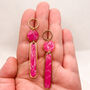 Long Pink Stud Statement Earrings, Clay And Resin, thumbnail 2 of 11