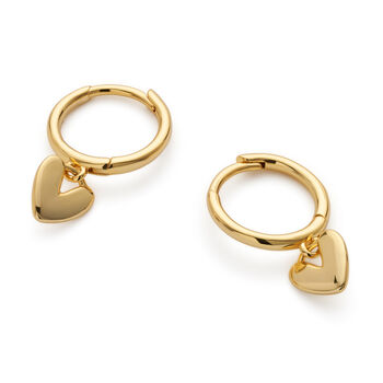 Gold Plated Or Sterling Silver Love Heart Hoop Earrings, 6 of 7